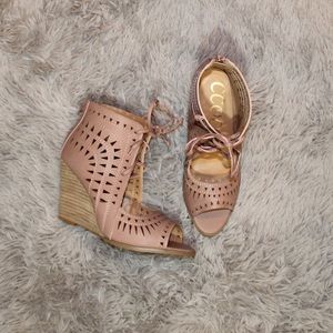 CCOCCI | Lace Up “Celine” Wedges (Mauve)